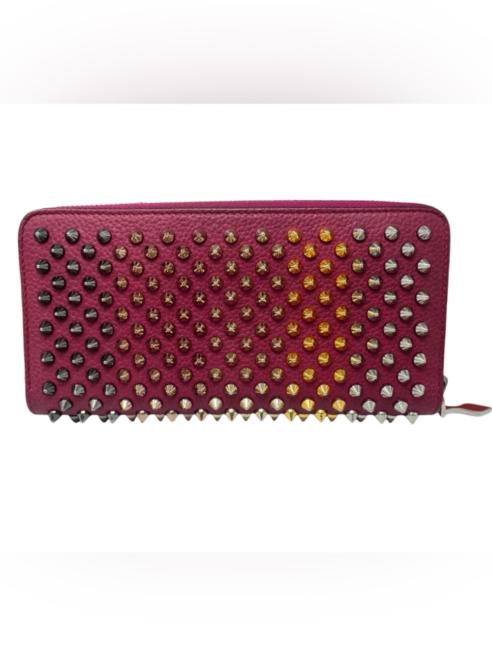 ✨🛍️ Christian Louboutin Fuchsia Panettone Studded Long Zip Around Wallet - Picture 3 of 6